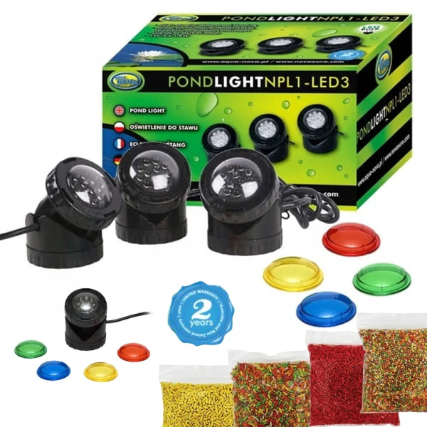 Oświetlenie led do oczka 3 szt czujnik zmierzchu + gratisy