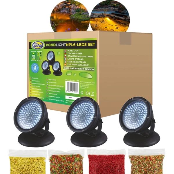 AQUA NOVA NPL6-LED3 OŚWIETLENIE LED 3szt DO OCZKA WODNEGO 12V + gratisy