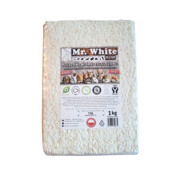 Mr. White Pluszowe wiórki celulozowe PLUSH 1kg/15L ściółka dla gryzoni