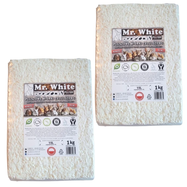 Mr. White Pluszowe wiórki celulozowe PLUSH ZESTAW 2 x 1kg ściółka dla gryzoni