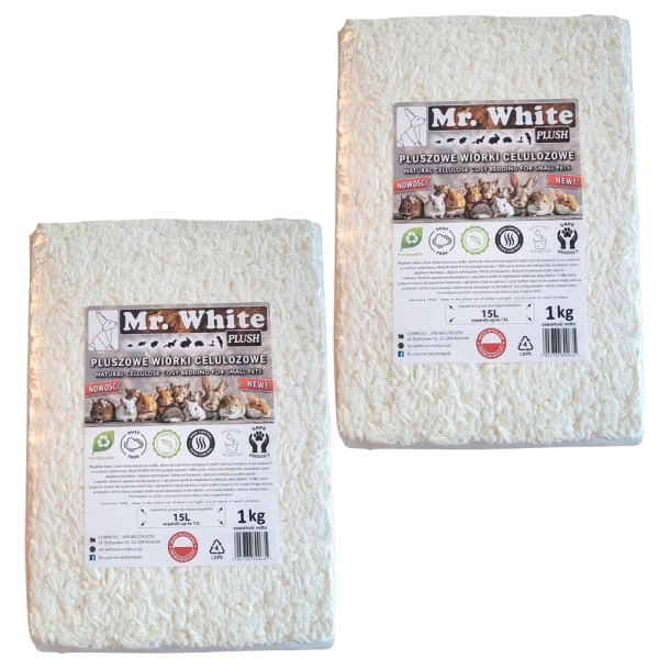 Mr. White Wiórki celulozowo-wiskozowe dla gryzoni ZESTAW 2 x 15L