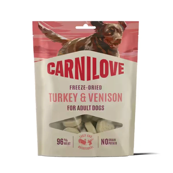 Carnilove Dog Freeze Dried Turkey & Venison 60g Liofilizowany Przysmak dla Psa Indyk z Jeleniem