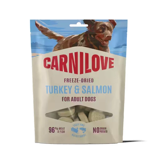 Carnilove Dog Freeze Dried Turkey & Salmon 60g Liofilizowany Przysmak dla Psa Indyk z Łososiem