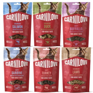 Carnilove Cat Przysmaki dla Kota 6x50g Mix Smaków Indyk Sardynka Bawół Kaczka Łosoś Jagnięcina