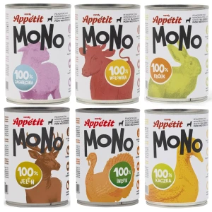 Comfy Appetit Mono Monoproteinowa Karma Mokra Dla Psa Puszka Zestaw 6 sztuk MIX 400g