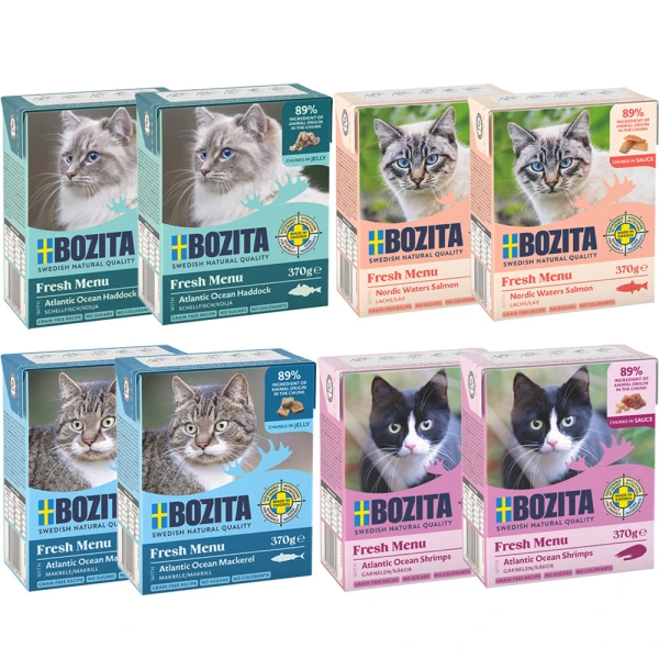 BOZITA Karma mokra dla kota ZESTAW Mix Owoce Morza 8x370g