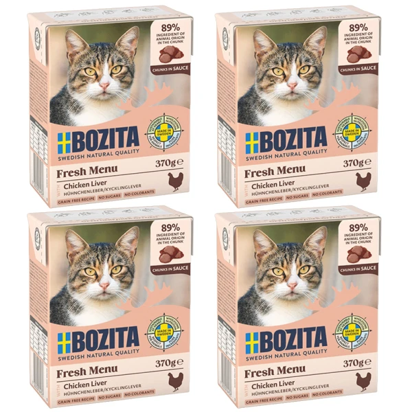 BOZITA Karma Mokra dla Kota Wątróbka Drobiowa w Sosie ZESTAW 4x370g