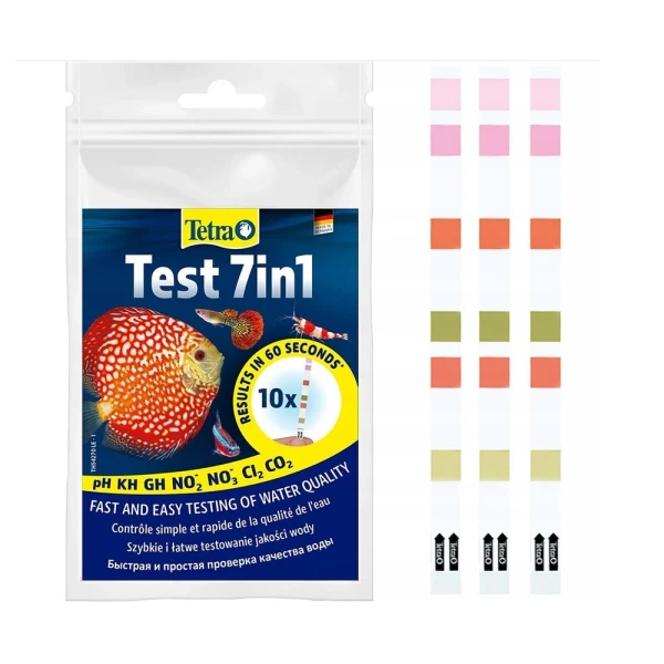 Tetra Testy Paskowe do wody 7in1 10szt - na Ph Gh Kh NO2 NO3 Cl2 CO2