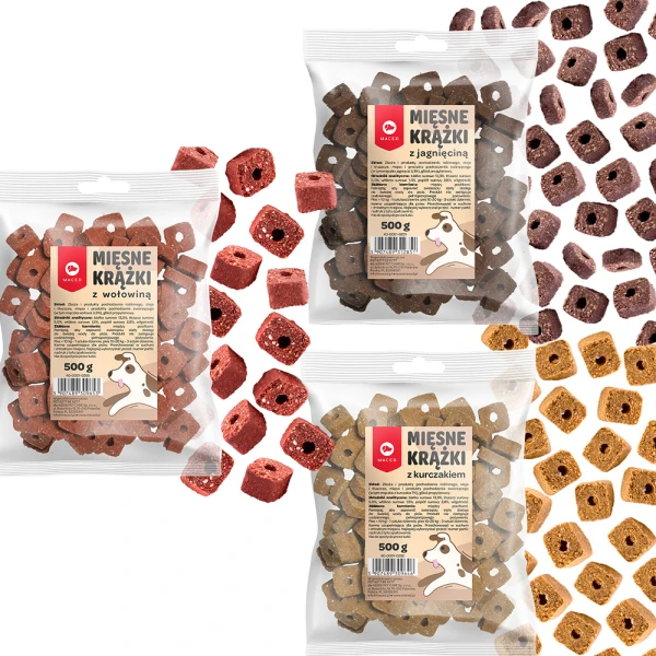 Maced Przysmak Treserki dla Psa Miękkie Mięsne Krążki Mix Smaków 3x500g