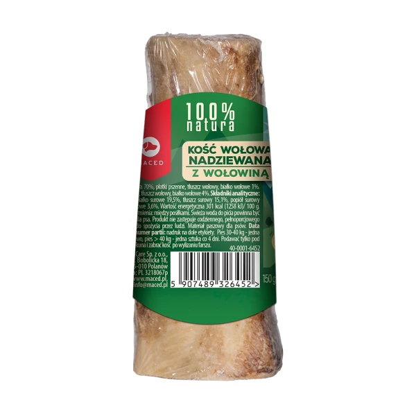 Maced 100% Natura Kość Nadziewana Wołowiną Naturalny Przysmak dla Psa 150g