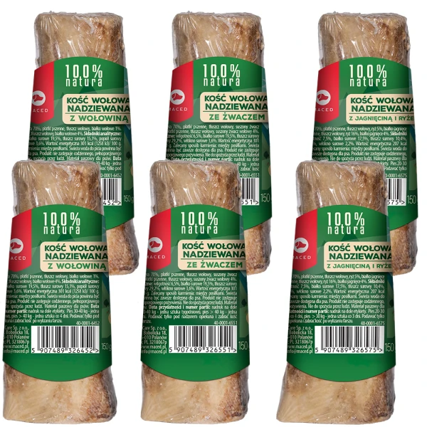 Maced 100% Natura Kość Nadziewana MIX Smaków Przysmak dla Psa 6x150g