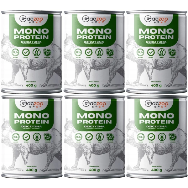 Gaczoo MONO Protein karma mokra dla psa Dzik 6x400g