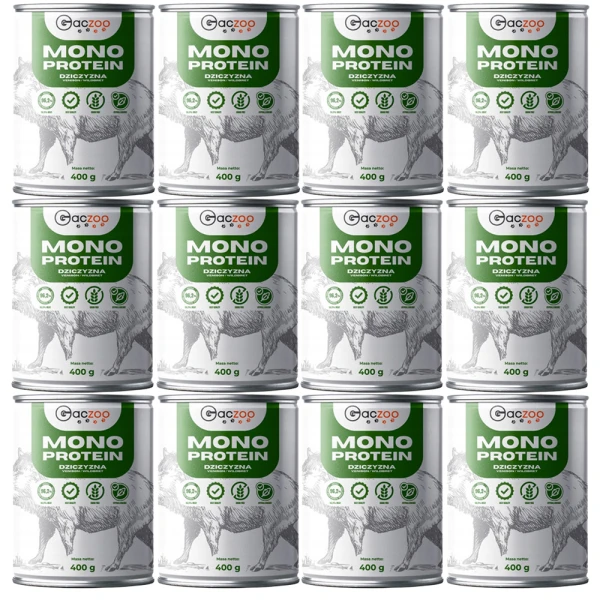 Gaczoo MONO Protein karma mokra dla psa Dzik 12x400g