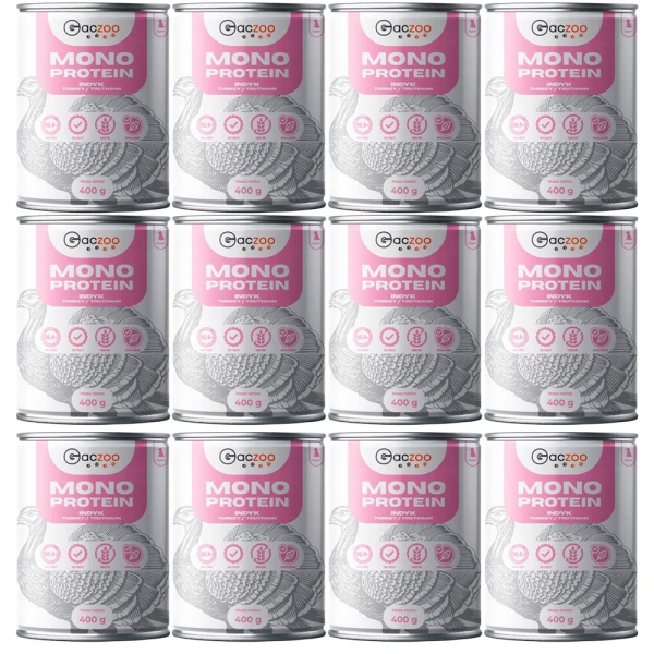 Gaczoo MONO Protein Puppy karma mokra dla szczeniąt Indyk 12x400g