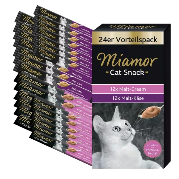 Miamor Przysmak odkłaczający dla kota Cat Cream AntiHairball Malt 24x15g