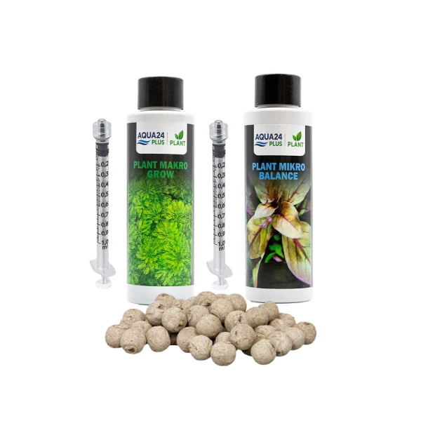AQUA24 PLUS Zestaw Nawozów Makro Mikro 2x100ml + Kulki Nawozowe 15 szt