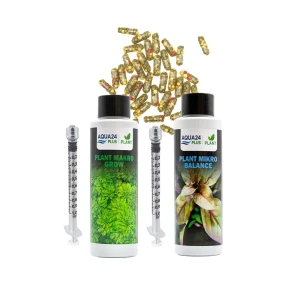AQUA24 PLUS Zestaw Nawozów Makro Mikro 2x100ml + Caps Boost 20 szt
