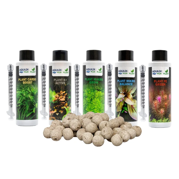 AQUA24 PLUS Zestaw Nawozów Makro Mikro Carbo Potas Żelazo + Kulki 15szt