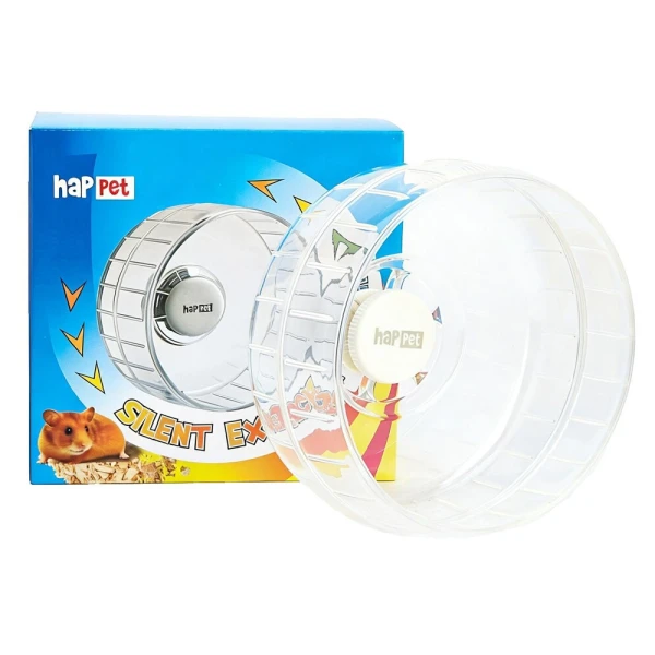 Happet Transparentny Cichy Kołowrotek 17 cm dla Małych Ras Chomików