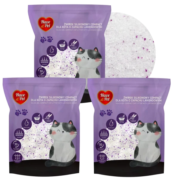 HAVE A PET Żwirek silikonowy dla kota Lawenda Silica Gel Compact 3x3,8L