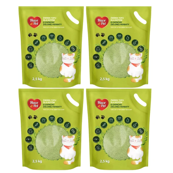 HAVE A PET Żwirek dla Kota Tofu Zielona Herbata 4x2,5kg