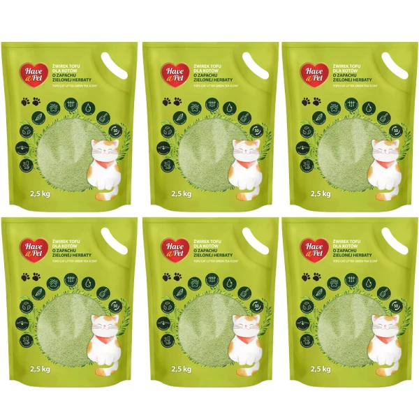 HAVE A PET Żwirek dla Kota Tofu Zielona Herbata 6x2,5kg
