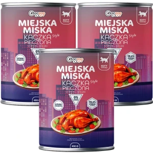 Gaczoo Miejska Miska karma mokra dla kota Kaczka pieczona Style 3x400g