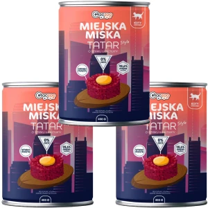 Gaczoo Miejska Miska karma mokra dla kota Tatar wołowy Style 3x400g