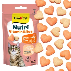 GimCat Bites Nutri Multivit Kurczak Serduszka 425g Przysmak dla Kota