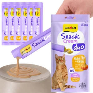 GimCat Cream Snack Duo Kurczak Dynia 6x15g Kremowy Przysmak dla Kota