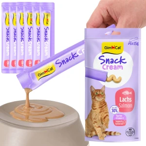 GimCat Cream Snack Łosoś 6x15g Kremowy Przysmak dla Kota Przekąska