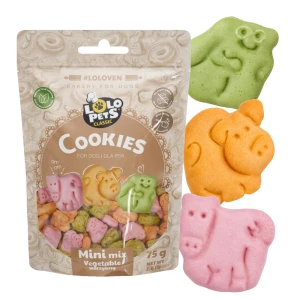 LOLO PETS Przysmak Ciastka dla Psa Mini Mix Zwierzątka Warzywne 75g