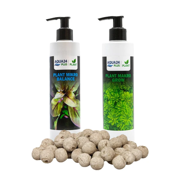 AQUA24 PLUS Zestaw Nawozów do Akwarium Makro Mikro + Kulki 15szt 2x250ml