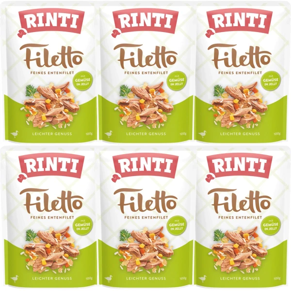RINTI Filetto Kaczka z Warzywami w Galaretce Karma Mokra dla Psa 6x100g