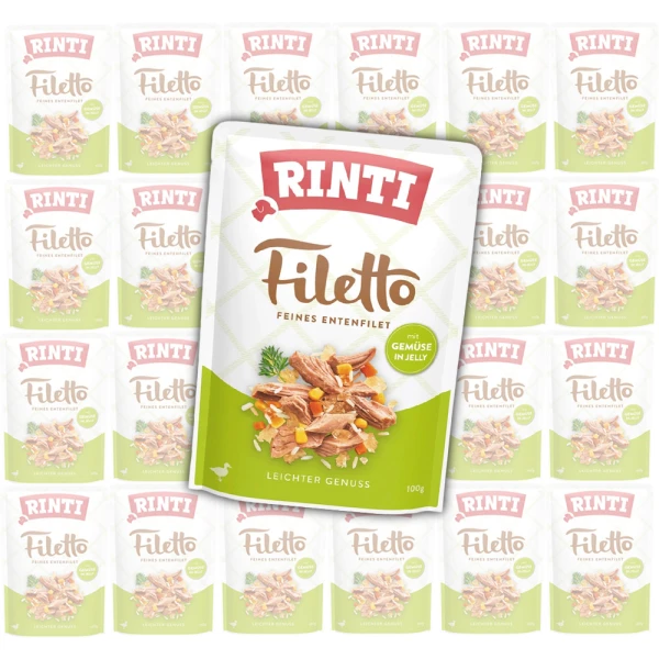 RINTI Filetto Kaczka z Warzywami w Galaretce Karma Mokra dla Psa 24x100g