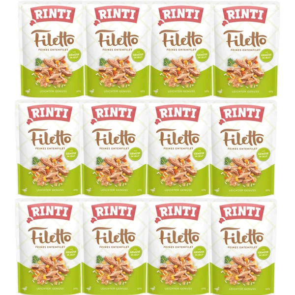 RINTI Filetto Kaczka z Warzywami w Galaretce Karma Mokra dla Psa 12x100g