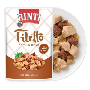 RINTI Filetto Kurczak i Jagnięcina w Galaretce Karma Mokra dla Psa 100g