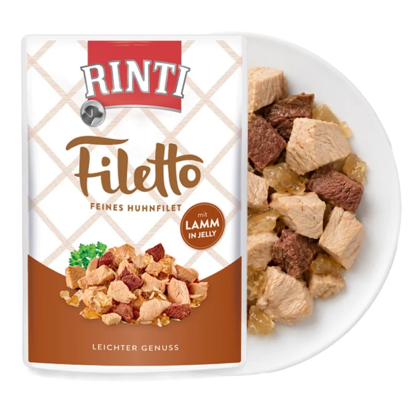 RINTI Filetto Kurczak i Jagnięcina w Galaretce Karma Mokra dla Psa 100g