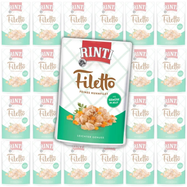 RINTI Filetto Kurczak z Warzywami w Galaretce Karma Mokra dla Psa 24x100g