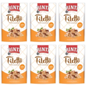 RINTI Filetto Kurczak i Serca Drobiowe w Galaretce Karma Mokra dla Psa 6x100g