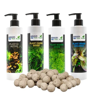 AQUA24 PLUS Zestaw Nawozów Makro Mikro Carbo Potas + Kulki 35szt 4x250ml