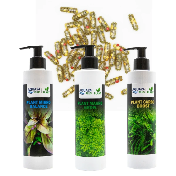 AQUA24 PLUS Zestaw Nawozów Carbo Mikro Makro + Caps 40szt 3x250ml