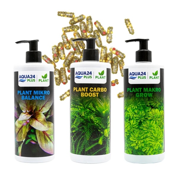 AQUA24 PLUS Zestaw Nawozów Carbo Mikro Makro + Caps 40szt 3x500ml Akwarium