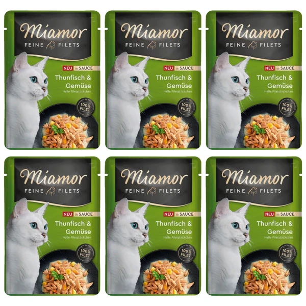 MIAMOR Feine Filets Tuńczyk z Warzywami w Sosie Karma Mokra dla Kota 6x100g
