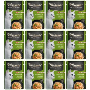 MIAMOR Feine Filets Tuńczyk z Warzywami w Sosie Karma Mokra dla Kota 12x100g