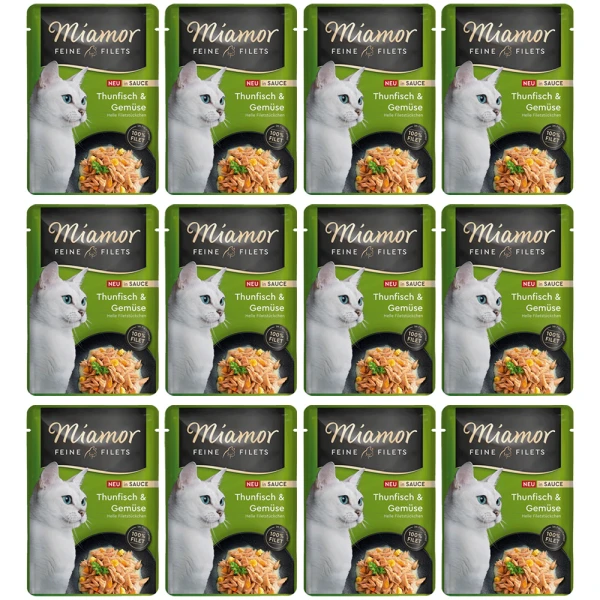 MIAMOR Feine Filets Tuńczyk z Warzywami w Sosie Karma Mokra dla Kota 12x100g