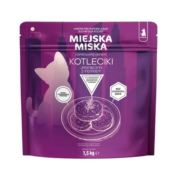 Miejska Miska Gaczoo Kotleciki Jagnięcina Karma Sucha dla Kociąt 1,5kg XS/S