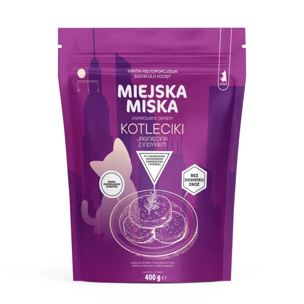 Miejska Miska Gaczoo Kotleciki Jagnięcina Karma Sucha dla Kociąt 400g XS/S