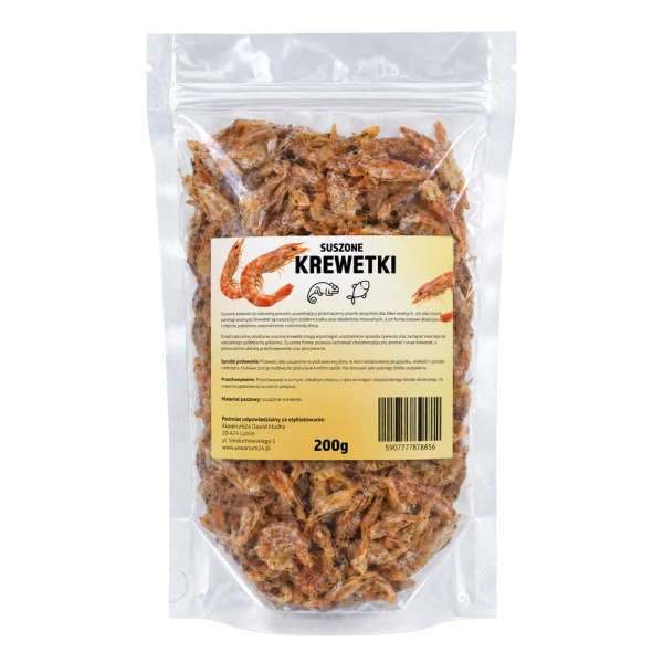 Suszone Krewetki 200g Pokarm dla Ryb Żółwi Gadów Ptaków Naturalny 100%