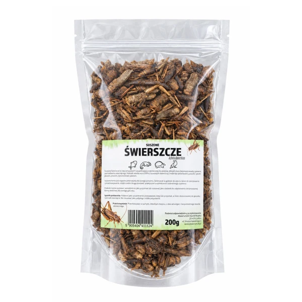 Suszone Świerszcze 200g Pokarm dla Gadów Płazów Ryb Ptaków Naturalny 100%